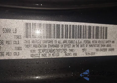 2013 Dodge Journey American Value Pkg z USA, uszkodzony, nr VIN 3C4PDCAB0DT671732